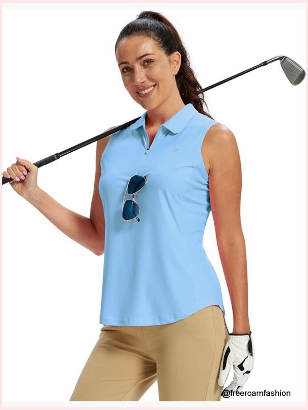 Women's Sleeveless UPF 50+ 1/4 Zip Golf Polo Tank Top Quick-Dry Athletic